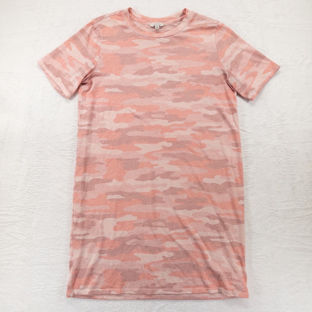 Lucky Brand Womens T-Shirt Dress Medium Pink Camo Short Sleeve Sleep Lounge